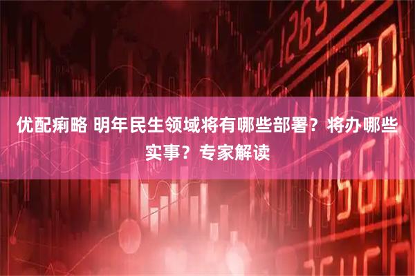 优配痢略 明年民生领域将有哪些部署？将办哪些实事？专家解读